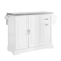 SoBuy Köksö>Köksö med 2 lådor i vit 129x71x91cm, modern FKW128-ST