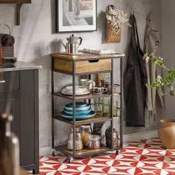 SoBuy Köksö>Köksvagn med 1 låda i träfärg 50x37x87cm, vintage FKW99-N