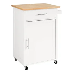 SoBuy Köksö>Köksvagn med 1 låda i träfärg 65x45.7x90cm, funktionell FKW102-WN