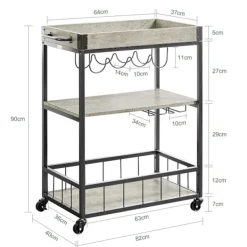 Köksö>SoBuy Serveringsvagnar med Brickställ Köksvagnar FKW56-HG(F2)