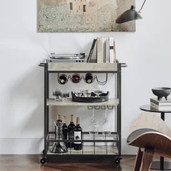 SoBuy Småbord>Serveringsvagnar med Brickstativ köksvagnar FKW56-HG