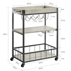 SoBuy Småbord>Serveringsvagnar med Brickstativ köksvagnar FKW56-HG