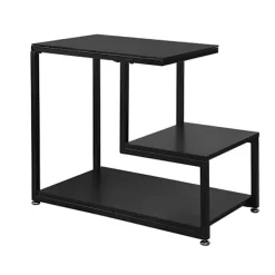 SoBuy Småbord>Soffbord med 2 hyllor i svart 65x35x56cm, industriell FBT65-SCH