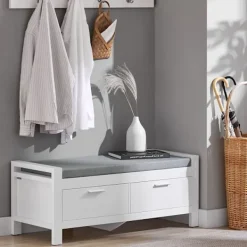 SoBuy Balkongmöbler>vit skohylla med 2 lådor 100x40.01x40.01cm, modern FSR74-W