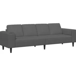 vidaXL Soffor>Soffa med kudde Mörkgrå 250 x 77 x 76 cm Kordread tyg