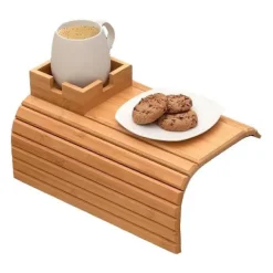 FMYSJ Småbord>Soffarmstöd Bricka, Soffmugghållare, Bambubricka med Mugghållare, Bambu Soffmugghållare Bricka (FMY)