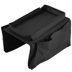 Tv-Bänkar>Soffarmstöd Hängande TV Fjärrkontroll Organizer Soffa Förvaringsväska med Mugghållare Bricka (Svart)
