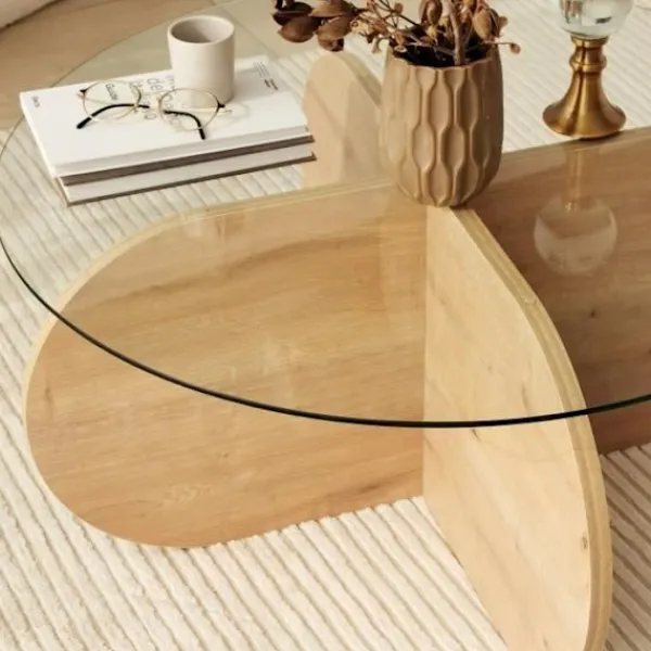 AUCUNE Soffbord>Soffbord i glas - BUBBLE - Runt - Safir Ek - 75 x 75 x 35 cm