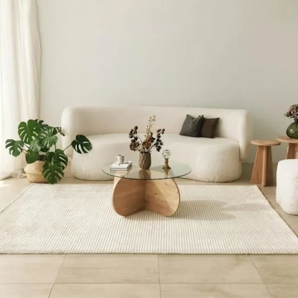 AUCUNE Soffbord>Soffbord i glas - BUBBLE - Runt - Safir Ek - 75 x 75 x 35 cm