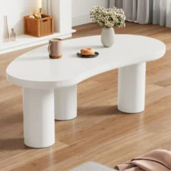 Soffbord>Soffbord Irregular Crescent 107x57x40.5cm, Modern MDF-bordsskiva & PVC-ben, Inklusive filtmatt