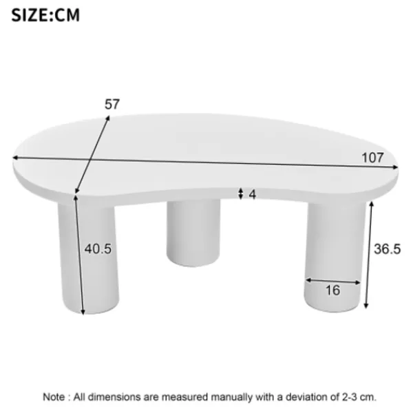 Soffbord>Soffbord Irregular Crescent 107x57x40.5cm, Modern MDF-bordsskiva & PVC-ben, Inklusive filtmatt