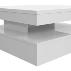 FORTE Soffbord>Soffbord med roterande skiva - Fyrkantig blank vit - 78 x 78 x 36 cm - KAFFE
