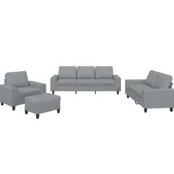 vidaXL Soffor>Soffgrupp 4 delar ljusgrå tyg