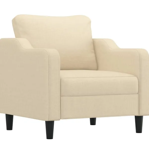 vidaXL Soffor>Soffgrupp med dynor 3 delar Gräddvit tyg