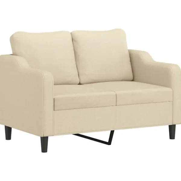 vidaXL Soffor>Soffgrupp med dynor 3 delar Gräddvit tyg