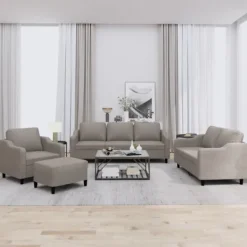 vidaXL Soffor>Soffgrupp med dynor 4 delar Taupe tyg