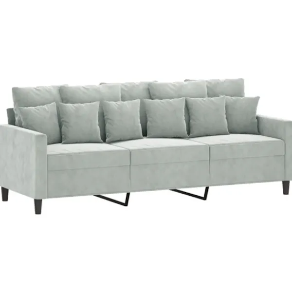 vidaXL Soffor>Soffgrupp med dynor 4 delar ljusgrå sammet