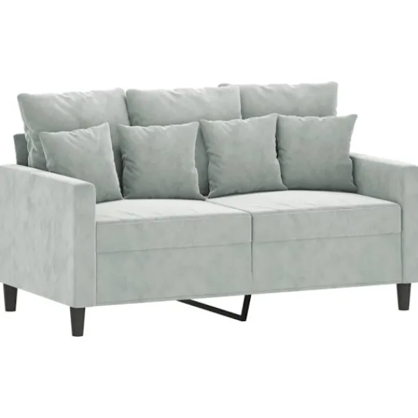 vidaXL Soffor>Soffgrupp med dynor 4 delar ljusgrå sammet