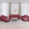 vidaXL Soffor>Soffgrupp med dynor 4 delar vinröd tyg