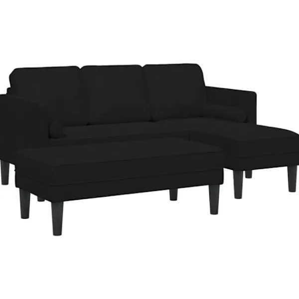 vidaXL Soffor>Soffset med kudde 2 pcs Svart Polyester