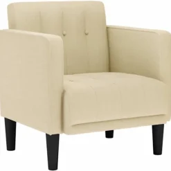 vidaXL Fåtöljer>Soffstol med armstöd gräddvit 53 cm tyg
