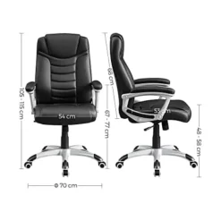 Pavil Kontorsmöbler>SONGMICS - Kontorsstol, Högkvalitativ PU-yta, Svart