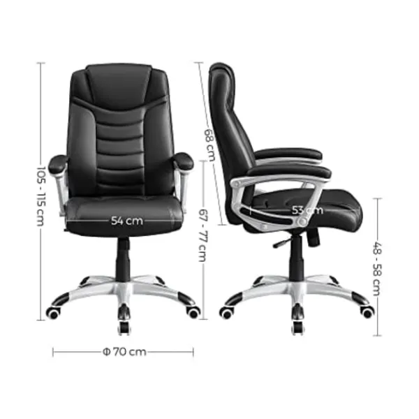 Pavil Kontorsmöbler>SONGMICS - Kontorsstol, Högkvalitativ PU-yta, Svart