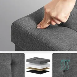 Pavil Kistor & Koffertar>Songmics 80L förvaringsbänk ottoman, fällbar skobänk, med flippande lock, mörkgrå