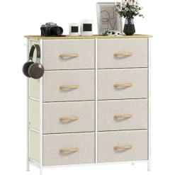 Northio Byråer>Sovrumsbyrå med 8 tyglådor, Stålstomme, Beige