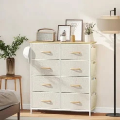 Northio Byråer>Sovrumsbyrå med 8 tyglådor, Stålstomme, Beige