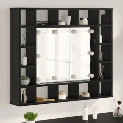 vidaXL Sminkbord>Spegelskåp med hylla Svart ek 91 x 15 x 76.5 cm Konstruerat trä