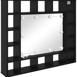 vidaXL Sminkbord>Spegelskåp med hylla Svart ek 91 x 15 x 76.5 cm Konstruerat trä