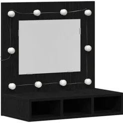 vidaXL Sminkbord>Spegelskåp med hylla Svart ek 62 x 31,5 x 62 cm Konstruerat trä