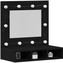 vidaXL Sminkbord>Spegelskåp med hylla Svart ek 62 x 31,5 x 62 cm Konstruerat trä