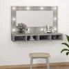 vidaXL Sminkbord>Spegelskåp med LED grå sonoma 90x31,5x62 cm