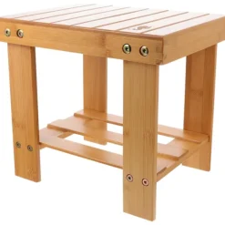 Pallar>1st Bambubänk Trä Kök Step Spa Bänk Trä Fotstöd Pall Rakpall Fyrkantig pall Bärbar pall Minipall Praktisk fotpall Barn