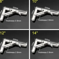 ESTONE Balkongmöbler>2st rostfritt stål fällbart stativ Bordsfäste Hylla Bänk 200 kg Belastning Tung 20 Inches