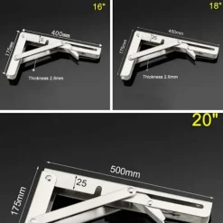 LBSS Balkongmöbler>2st rostfritt stål fällbart stativ Bordsfäste Hylla Bänk 200 kg Belastning Tung 20 Inches