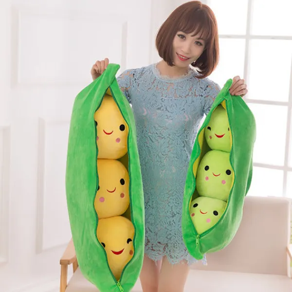 Sittsäckar>Söt ärtbönaformad plyschsäckstol med 3 leende bönor mjuk kudde H