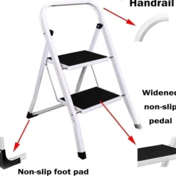 OEM Balkongmöbler>2-stegs stålstege, lätt och bärbar, halkfria steg