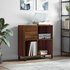 vidaXL Tv-Bänkar>Stereobänk brun ek 84,5x38x89 cm konstruerat trä