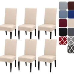 Stolar>Stolskydd för matsal, set om 4 eller 6, stretchiga, avtagbara, tvättbara, stolsöverdrag, dekorativa skydd, sätesöverdrag för hotell -tfrf 6pcs | Fyndiq