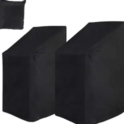 Stolar>Stolsskydd för trädgårdsstolar 2 st, skyddande överdrag för stapelbara trädgårdsstolar med rep och spänne, vattentät, vindtät, anti-UV- svart (65 * 65 * 120cm) | Fyndiq