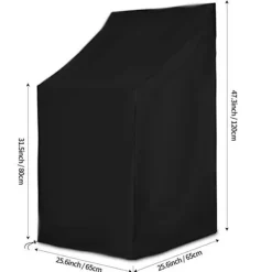 Stolar>Stolsskydd för trädgårdsstolar 2 st, skyddande överdrag för stapelbara trädgårdsstolar med rep och spänne, vattentät, vindtät, anti-UV- svart (65 * 65 * 120cm) | Fyndiq