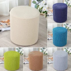 Sittpuffar>Stolsöverdrag Enfärgat Dammskyddande Elastisk Kantdesign Polyester Stretch Kvadrat/Rund Pall P