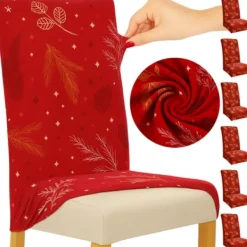 Stolar>Stolsöverdrag Sammet / Jul Överdrag till Stol - 6st