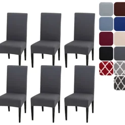 Stolar>Stolsöverdrag Set om 4 eller 6, Stretch Avtagbart Tvättbart Stolsöverdrag Dekoration Överdrag Sitsöverdrag för Hotell grå grå-FX- 6pcs