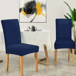 Stolar>Stolsöverdrag, Stretch Matstolsöverdrag, Universal Stolsöverdrag, Tvättsbara Stolsöverdrag, Blå (4 stycken)