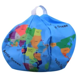 Sittsäckar>Stor 66 cm Förvaringssittsäck med Dragkedja Världskarta Volleyboll Svart 8 Tryckt Plyschsäck för Barnspel