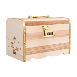 EASTVAPS Kistor & Koffertar>Stor Kombinationslås i Trä Myntbank Hem Spargris – Säker Insättningsbox för Vuxna eller Barn, Stöldsäker Sparlåda, 25x15x16,5cm